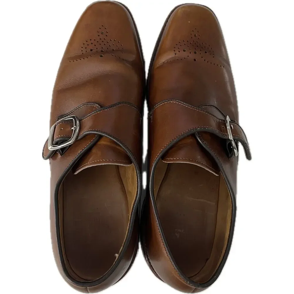 Allen Edmonds Holt Monk Strap Dress Shoes Brown Leather Loafer Size 9 B 2142